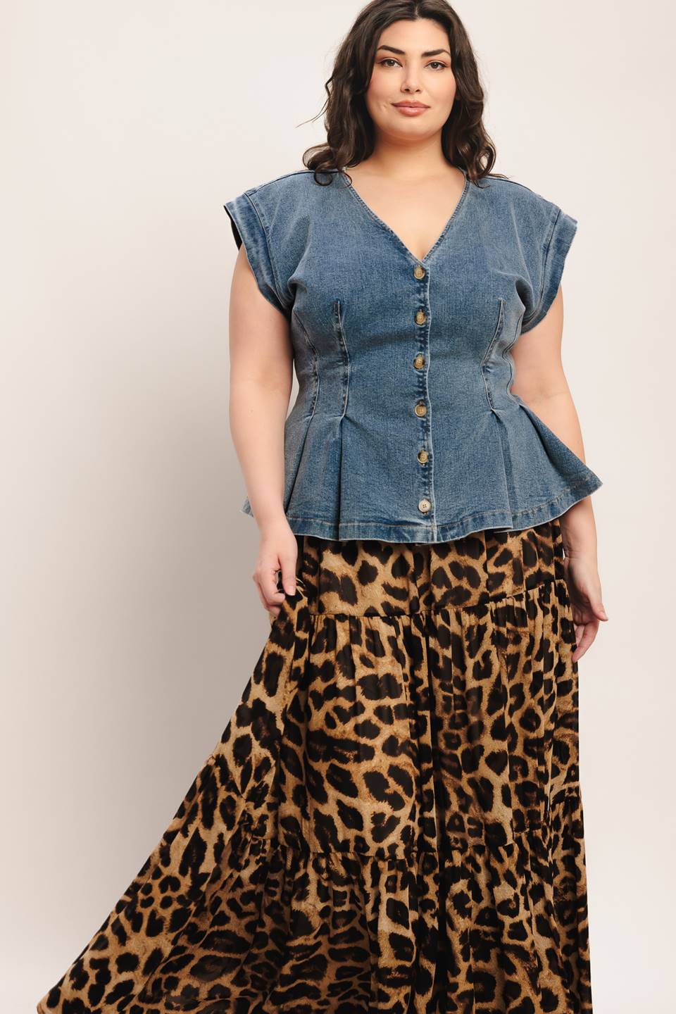 Lunayra Denim Plus Top